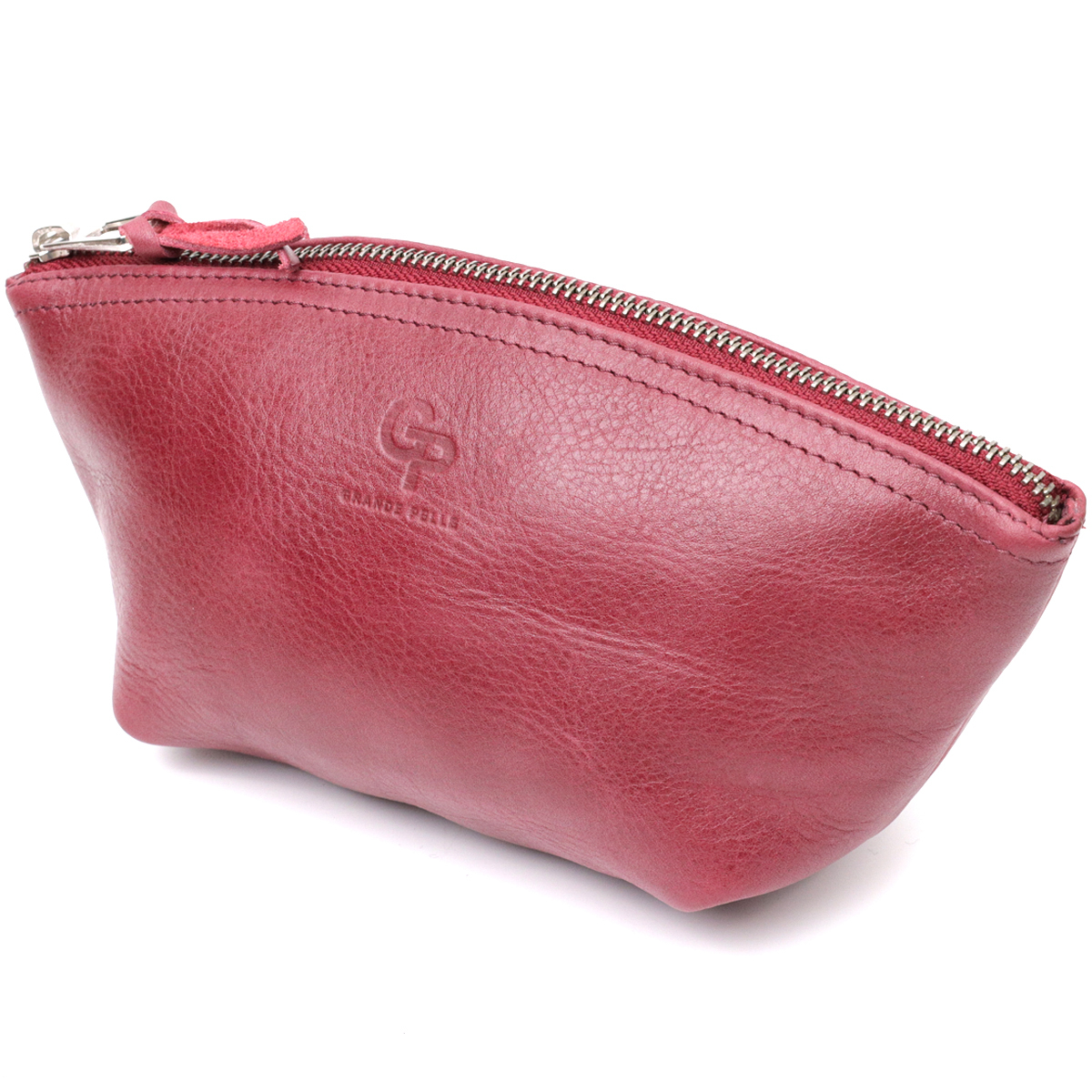 Зручна жіноча шкіряна косметичка GRANDE PELLE Бордовий