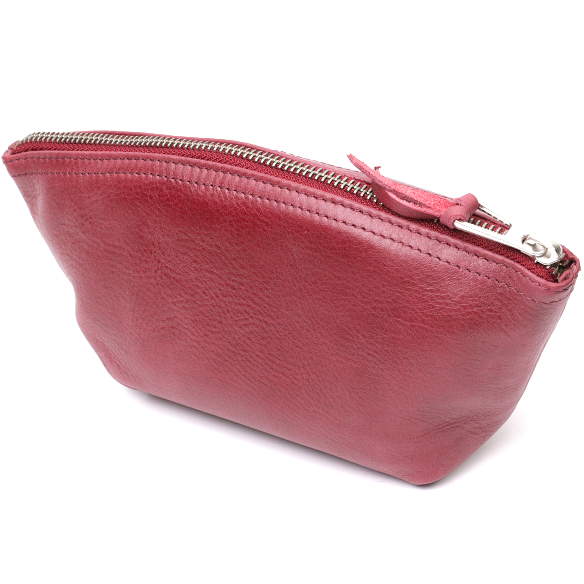 Зручна жіноча шкіряна косметичка GRANDE PELLE Бордовий