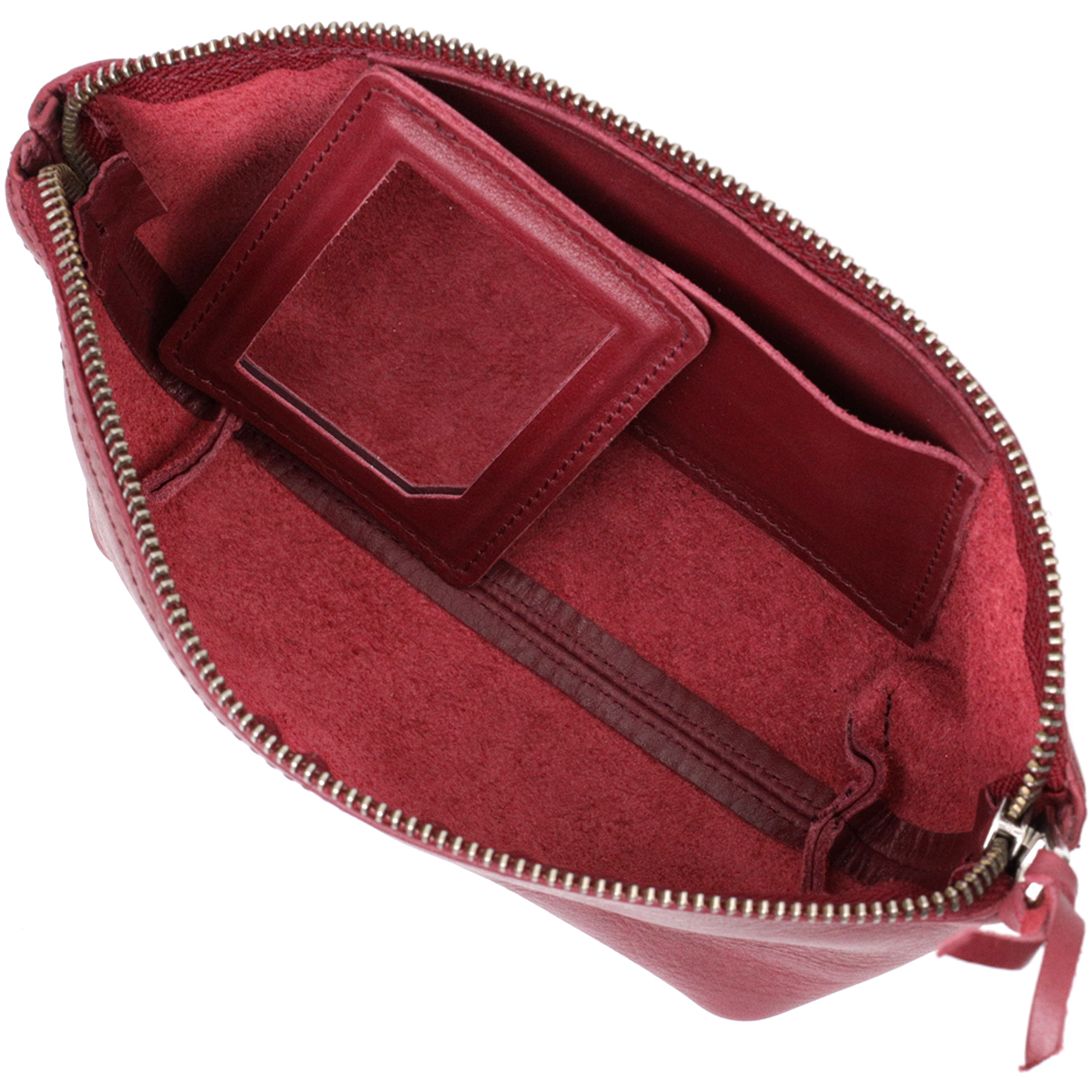 Зручна жіноча шкіряна косметичка GRANDE PELLE Бордовий