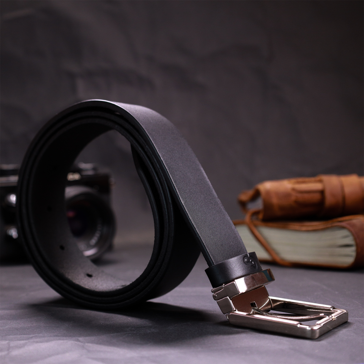 Практичний брючний ремінь для чоловіків з натуральної шкіри GRANDE PELLE Чорний