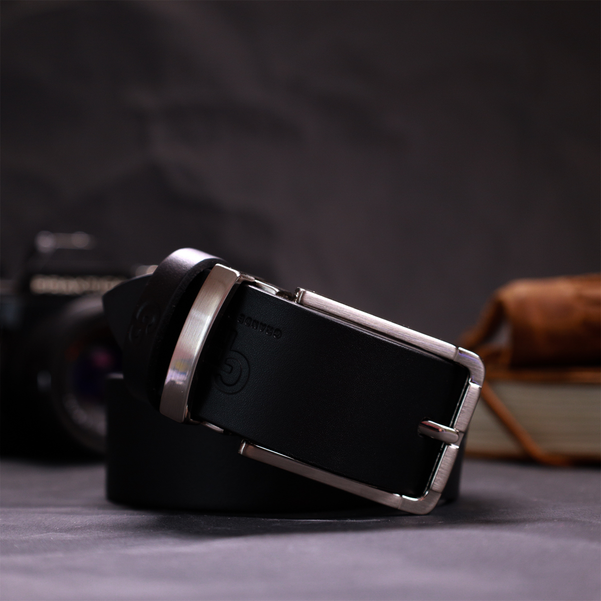 Практичний брючний ремінь для чоловіків з натуральної шкіри GRANDE PELLE Чорний