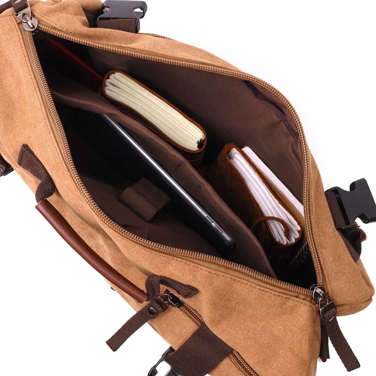 Сучасний рюкзак-трансформер у стилі мілітарі із щільного текстилю Vintage Коричневий