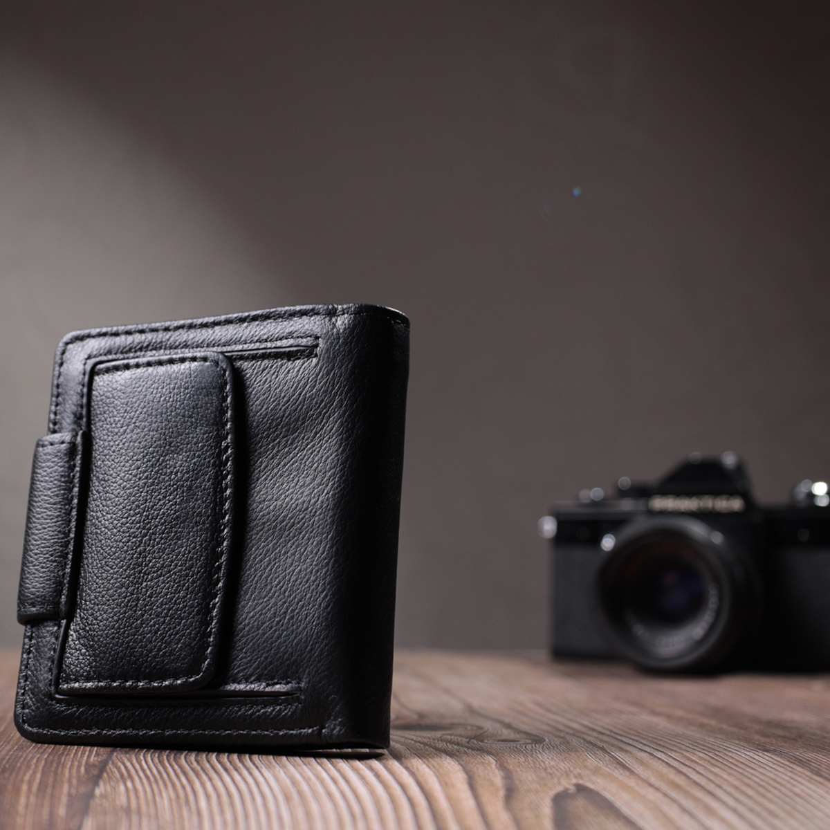 Вертикальный кошелек для женщин из натуральной кожи ST Leather Черный