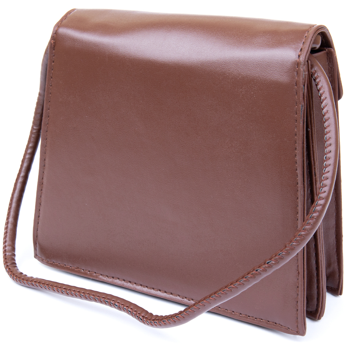 Горизонтальна сумка з лініями зі шкірозамінника Vintage sale_ Коричнева