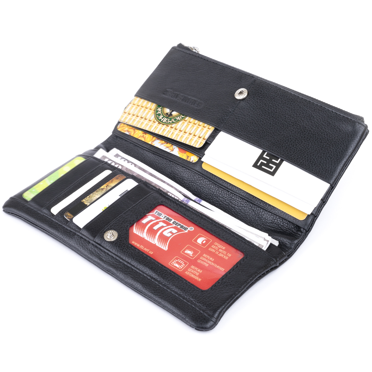 Вертикальный кошелек на кнопке женский ST Leather Черный