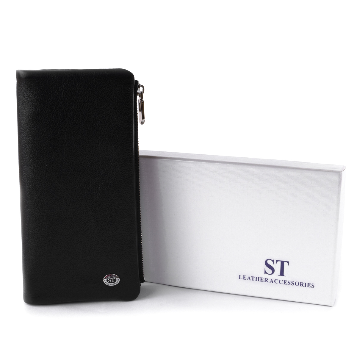 Вертикальный кошелек на кнопке женский ST Leather Черный