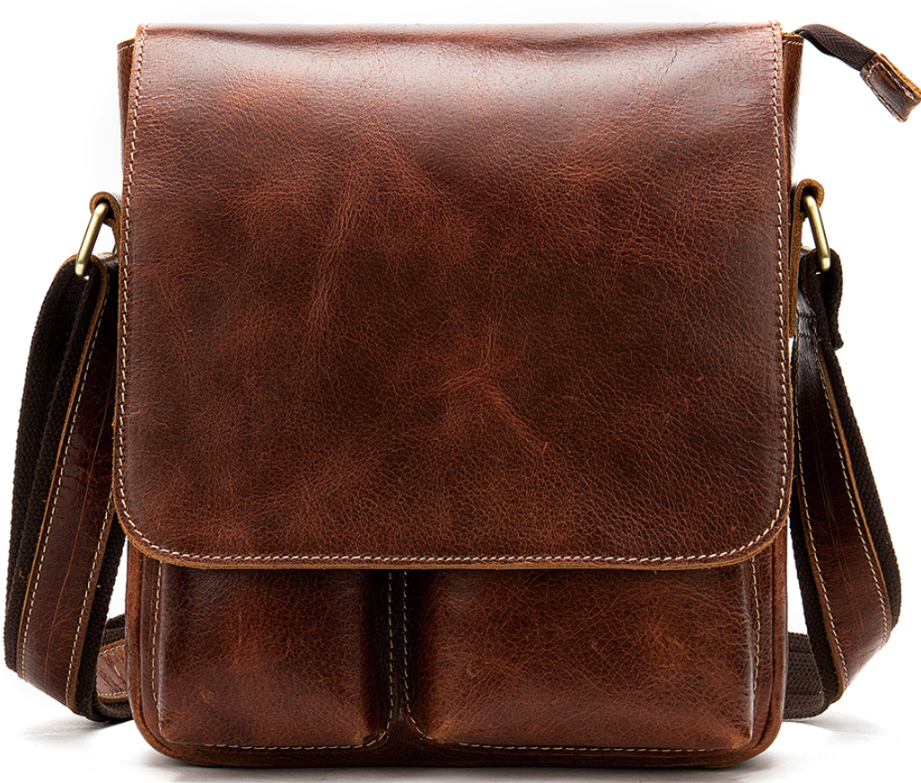 Сумка чоловіча вертикальна шкіряна Vintage Коричнева