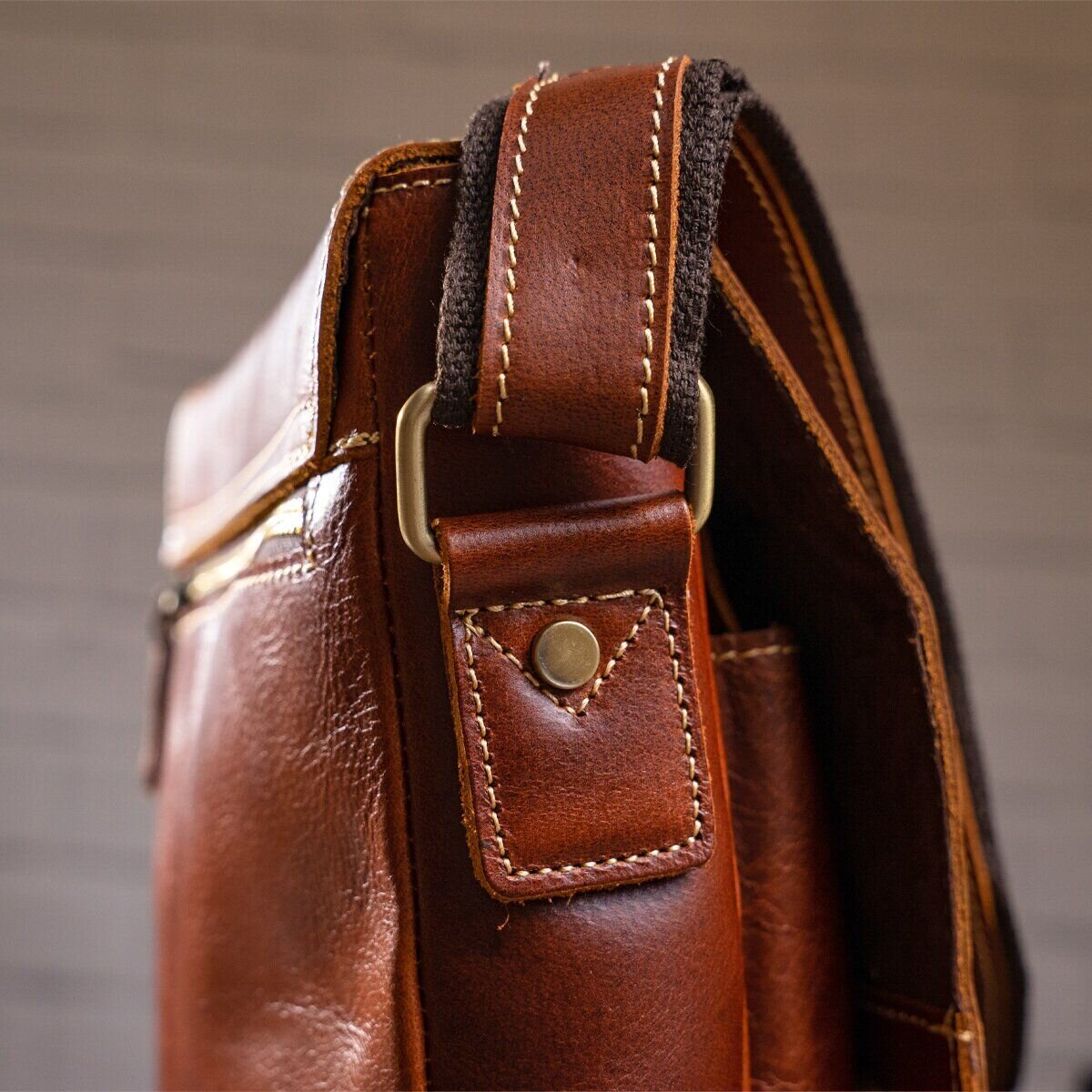 Сумка чоловіча вертикальна шкіряна Vintage Коричнева