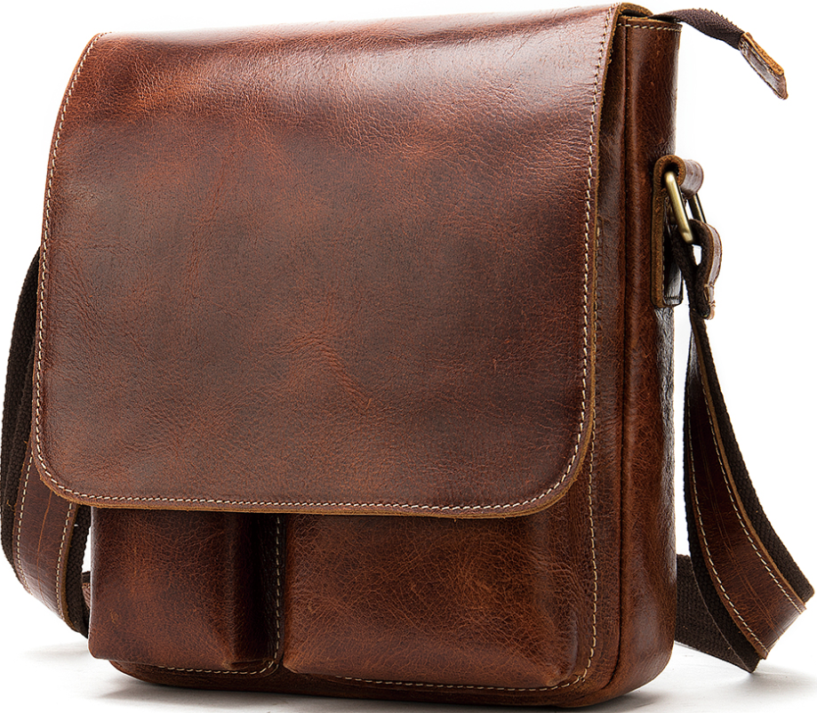 Сумка чоловіча вертикальна шкіряна Vintage Коричнева