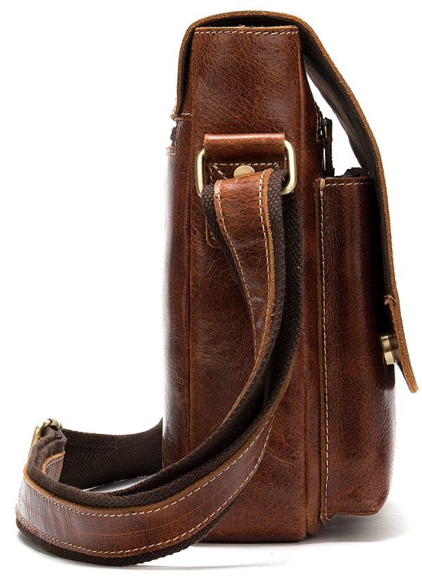 Сумка чоловіча вертикальна шкіряна Vintage Коричнева
