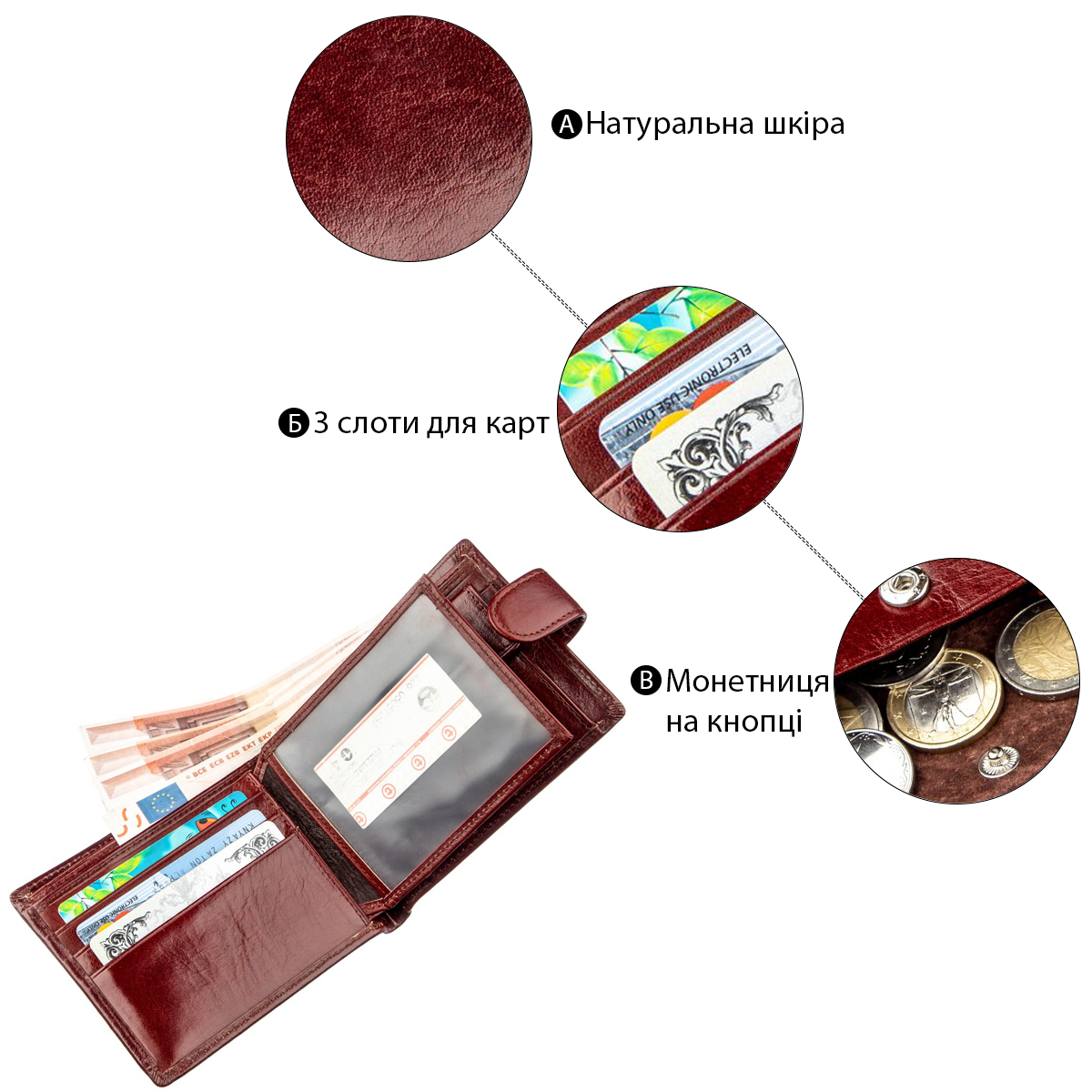 Компактний чоловічий гаманець Boston Коричневий