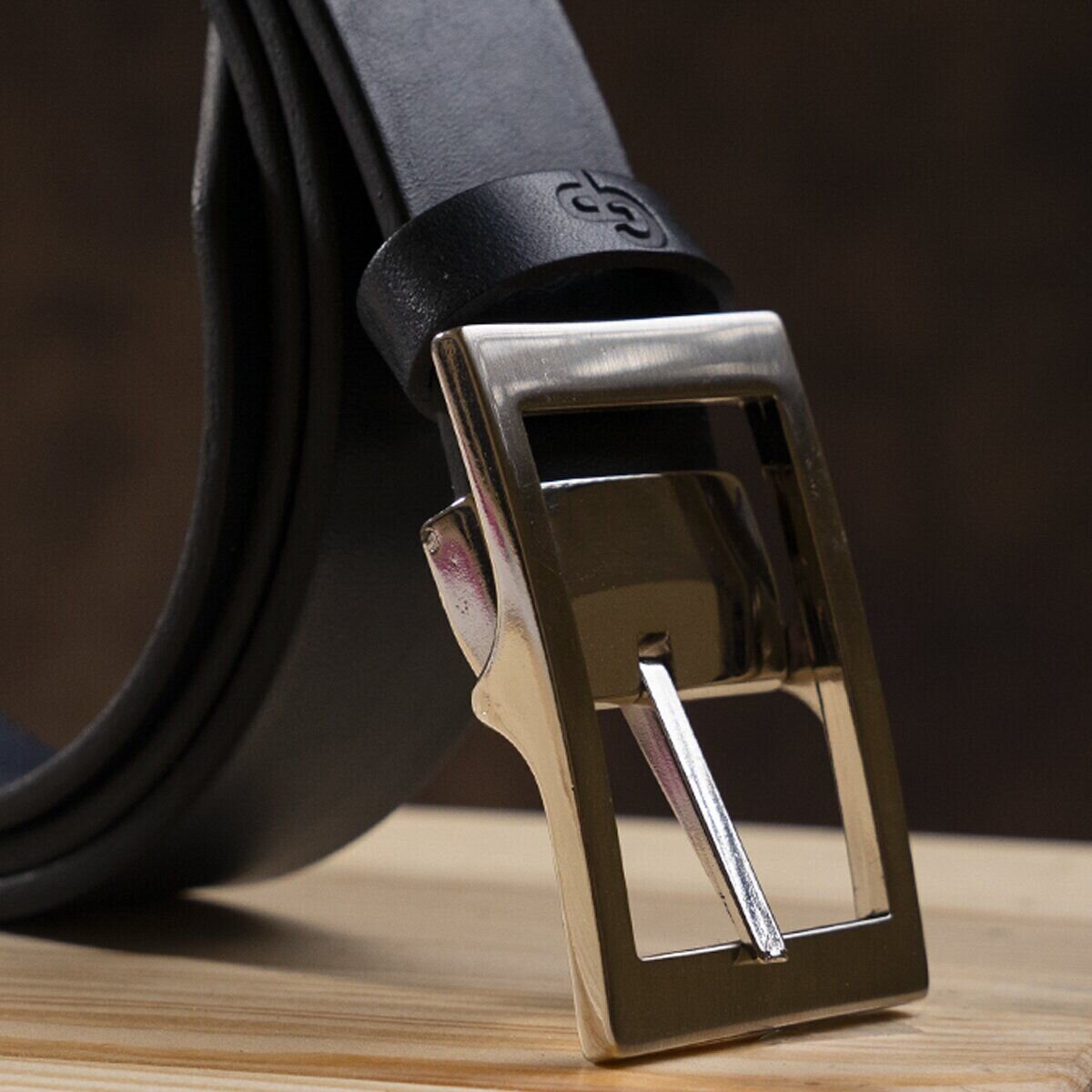 Ремінь чоловічий Grande Pelle шкіряний Синій