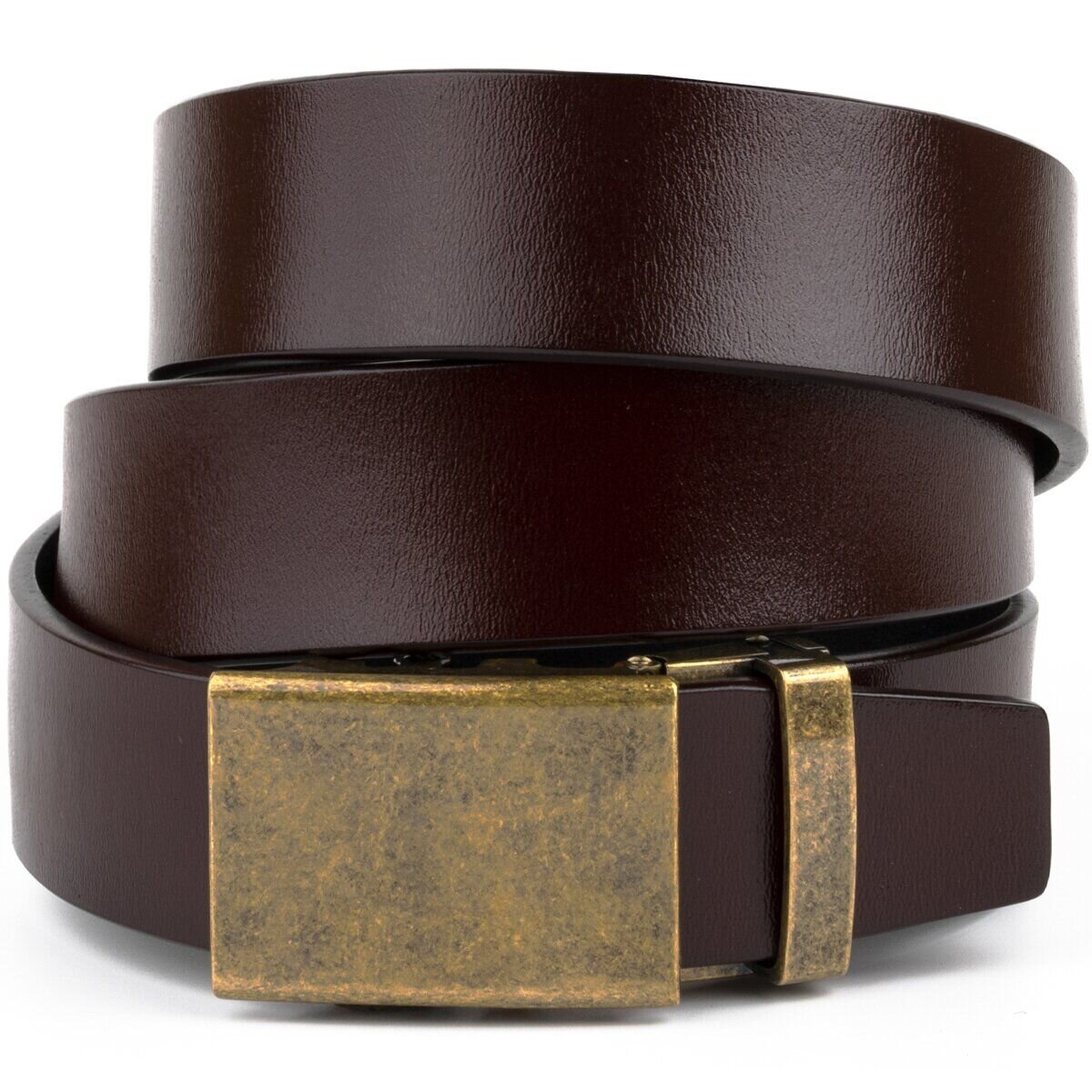 Ремень мужской с латунной пряжкой автомат Vintage Коричневый