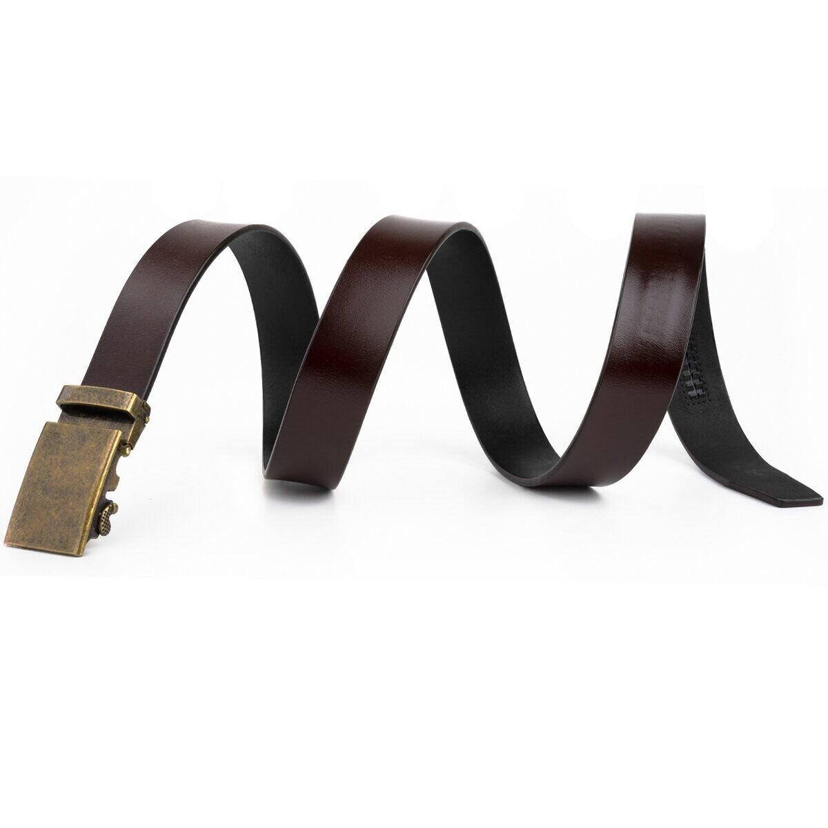 Ремень мужской с латунной пряжкой автомат Vintage Коричневый