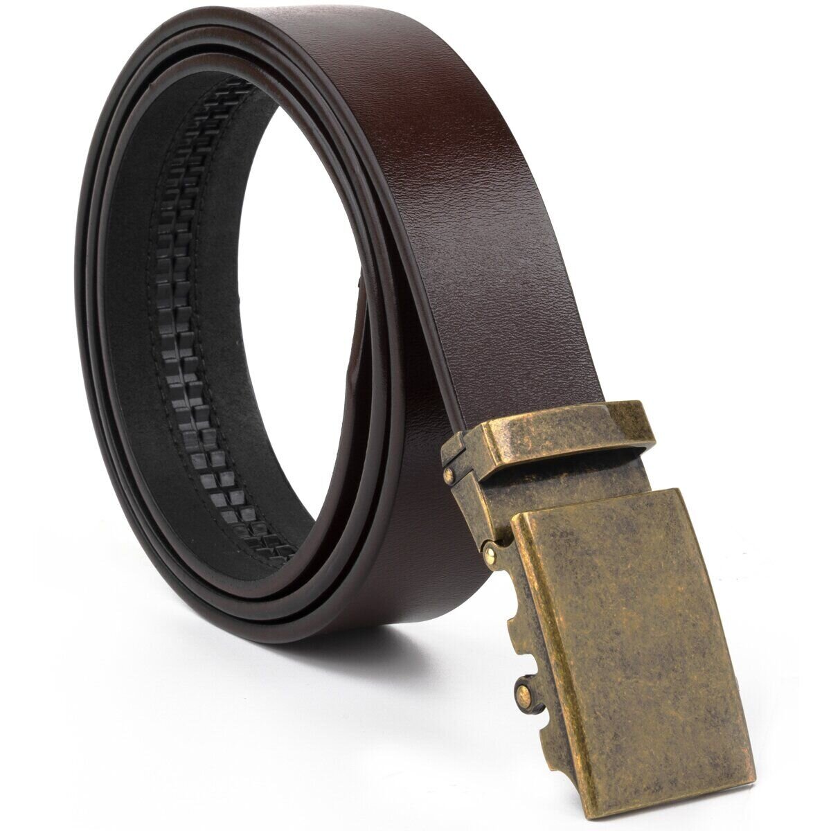 Ремень мужской с латунной пряжкой автомат Vintage Коричневый