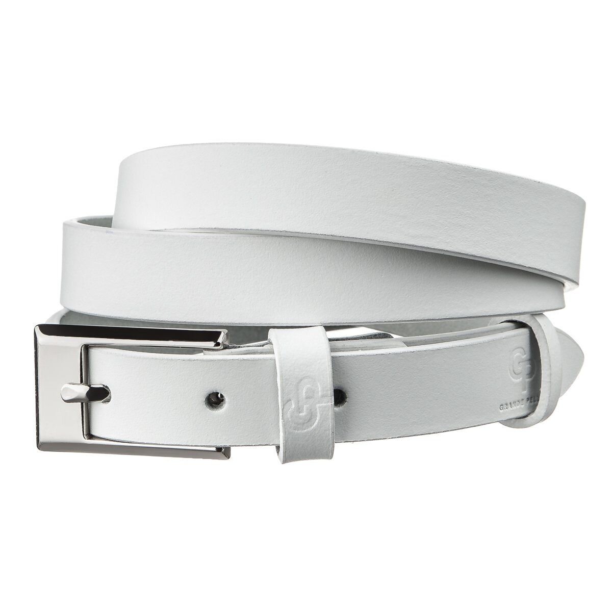 Ремінь тонкий жіночий GRANDE PELLE Білий