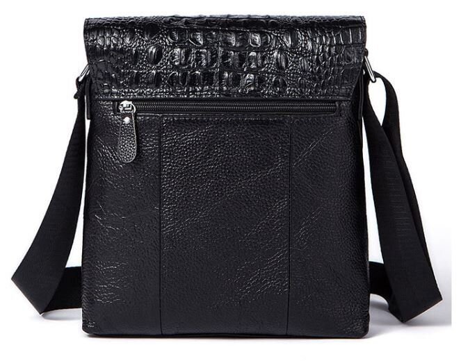 Сумка чоловіча вертикальна з тисненням під рептилію Vintage Чорна