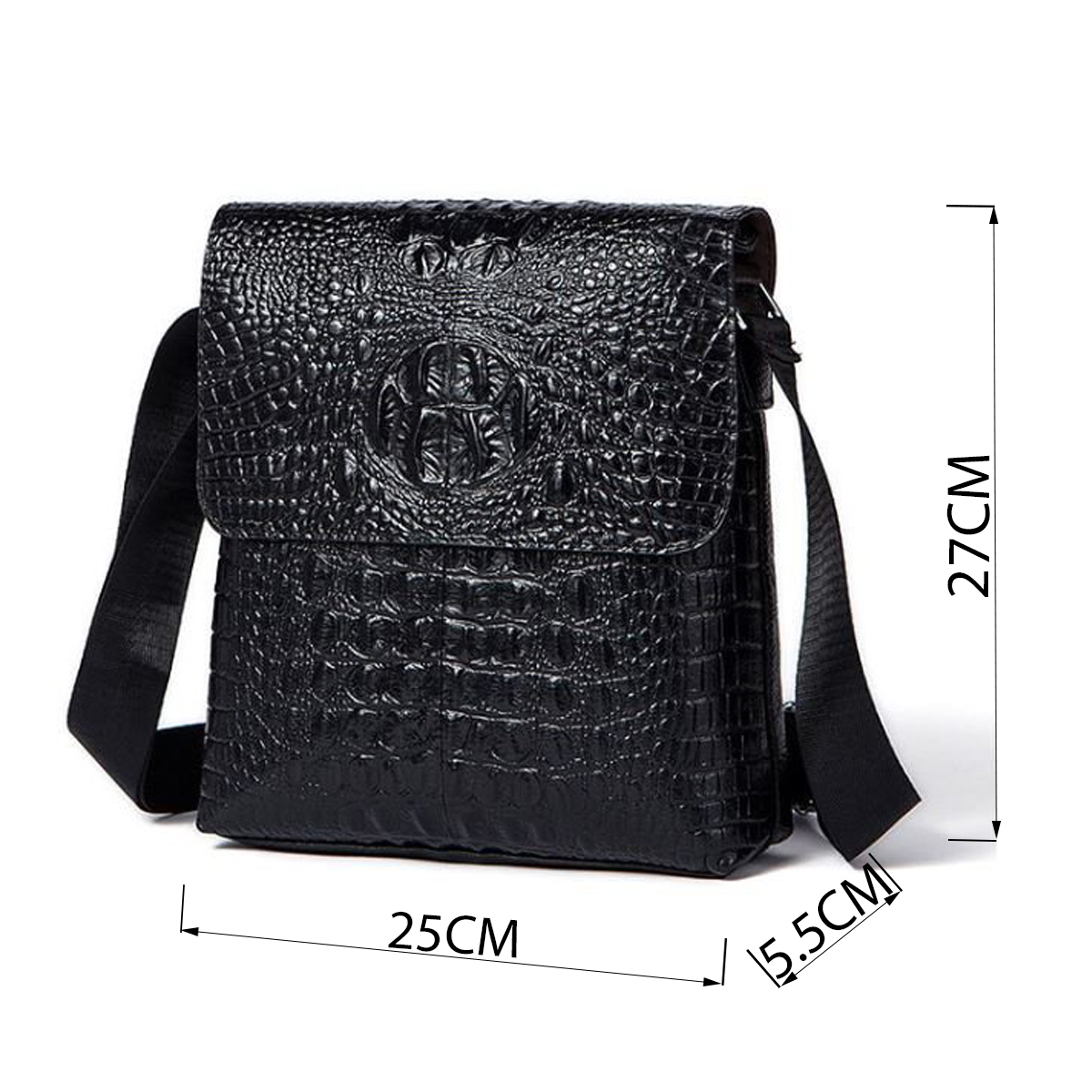Сумка чоловіча вертикальна з тисненням під рептилію Vintage Чорна