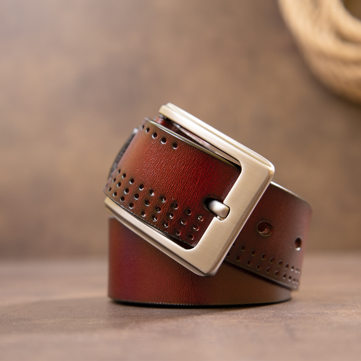 Ремень с дырками мужской Vintage Коричневый