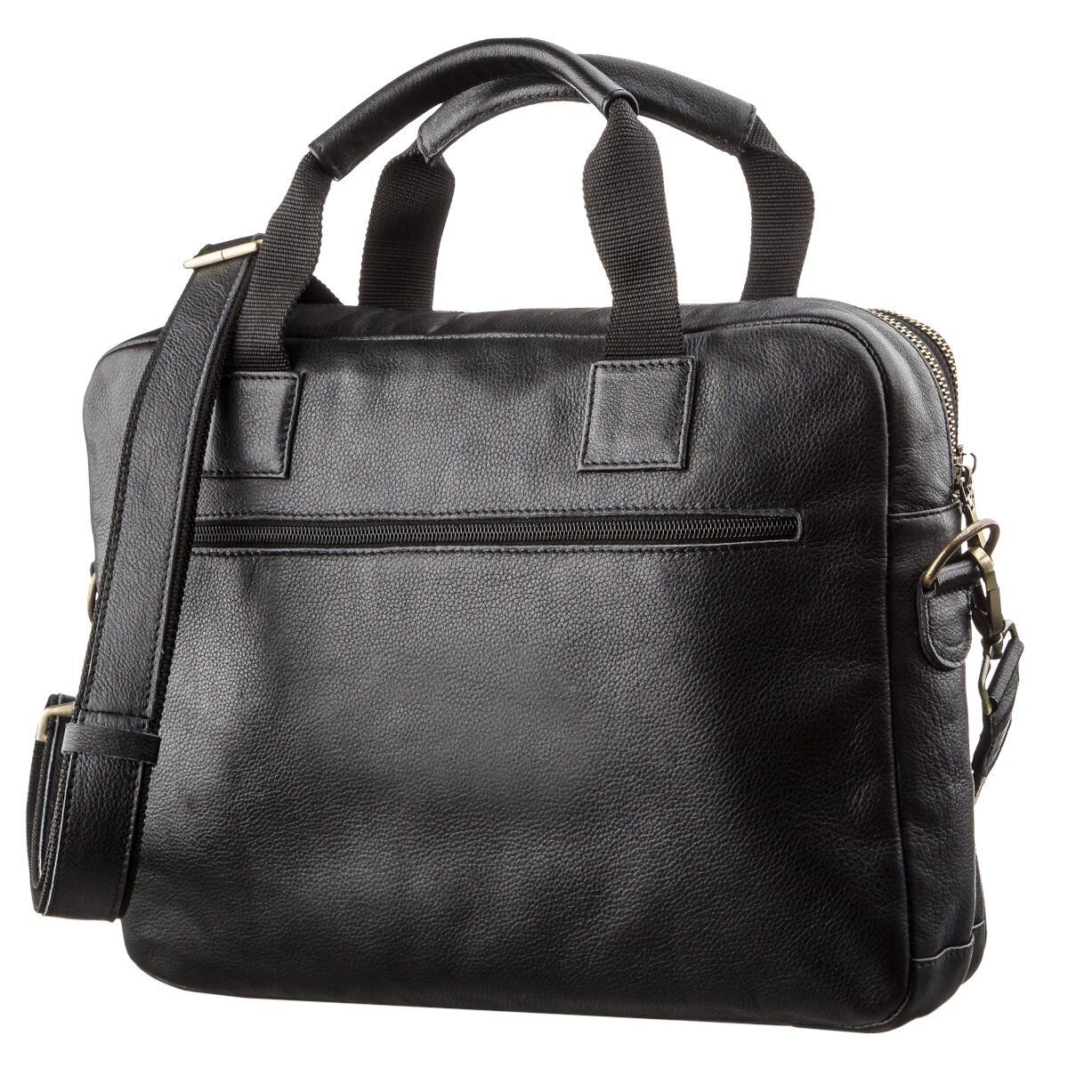 Мужская кожаная сумка под ноутбук на отделения SHVIGEL Черная