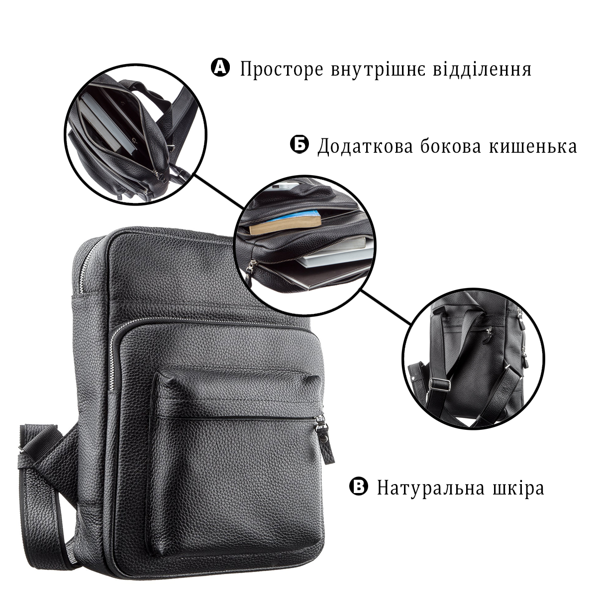 Рюкзак Shvigel з натуральної шкіри Чорний
