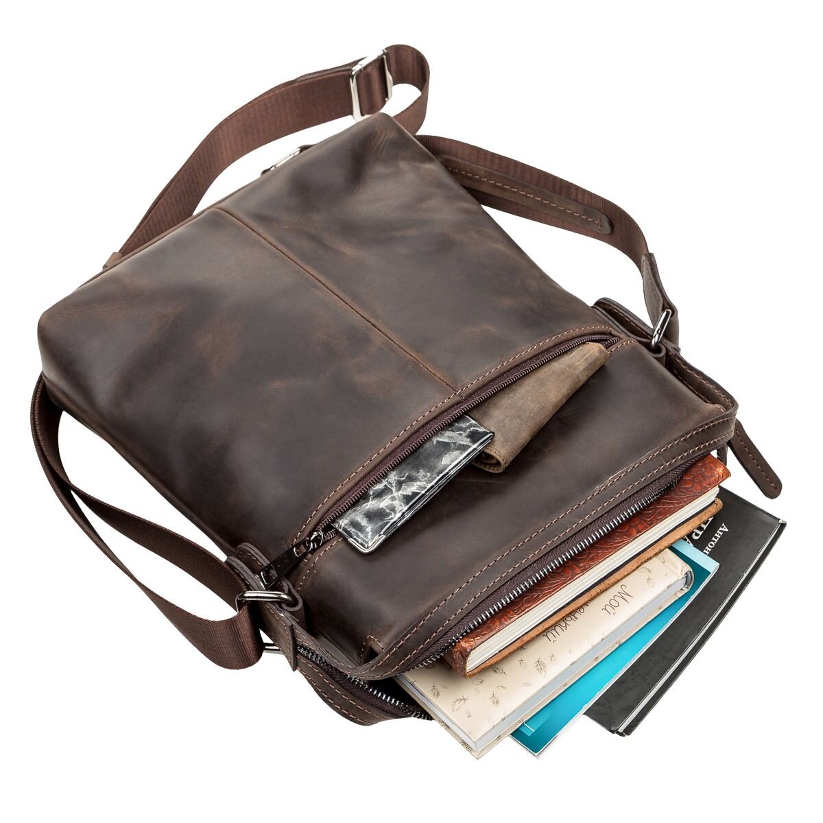 Сумка чоловіча SHVIGEL шкіряна Коричнева