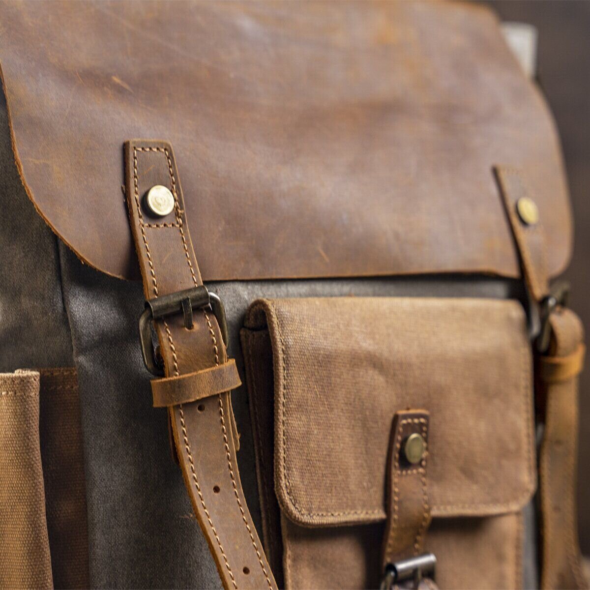 Зручний рюкзак з кишенями canvas Vintage Сірий