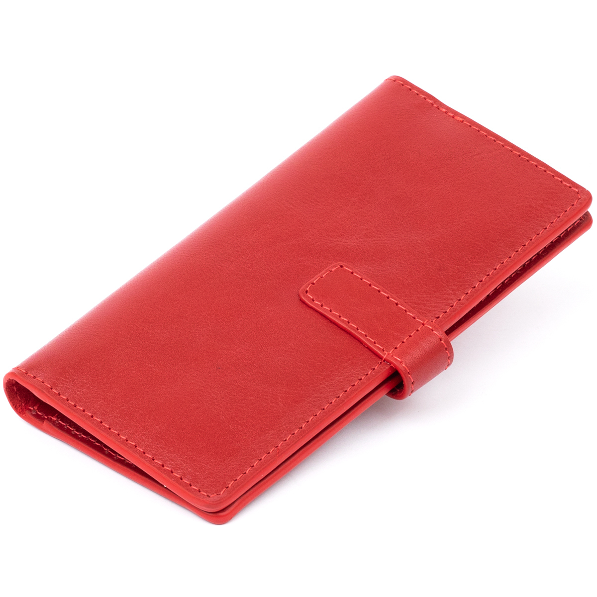 Вертикальний жіночий гаманець глянсовий Anet на кнопці GRANDE PELLE Червоний