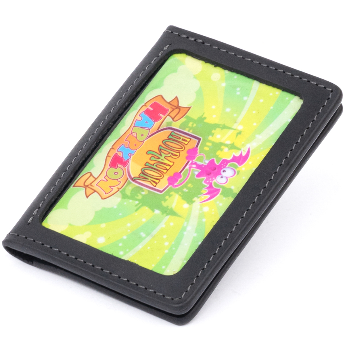 Візитниця з обкладинкою для ID-паспорта з натуральної шкіри GRANDE PELLE Чорна