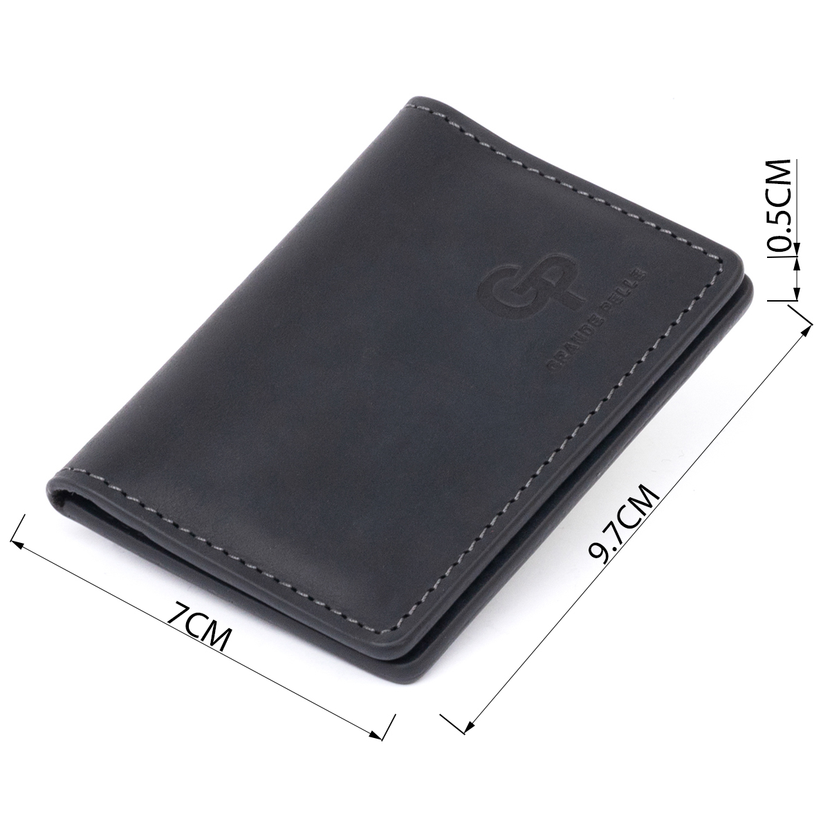 Візитниця з обкладинкою для ID-паспорта з натуральної шкіри GRANDE PELLE Чорна