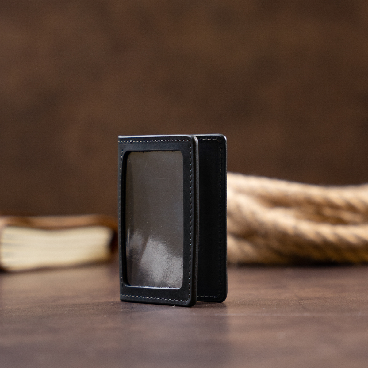 Візитниця з обкладинкою для ID-паспорта з натуральної шкіри GRANDE PELLE Чорна