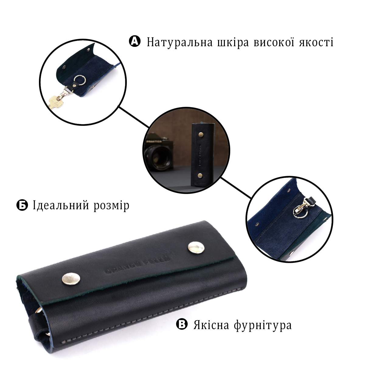 Шкіряна ключниця GRANDE PELLE Синя