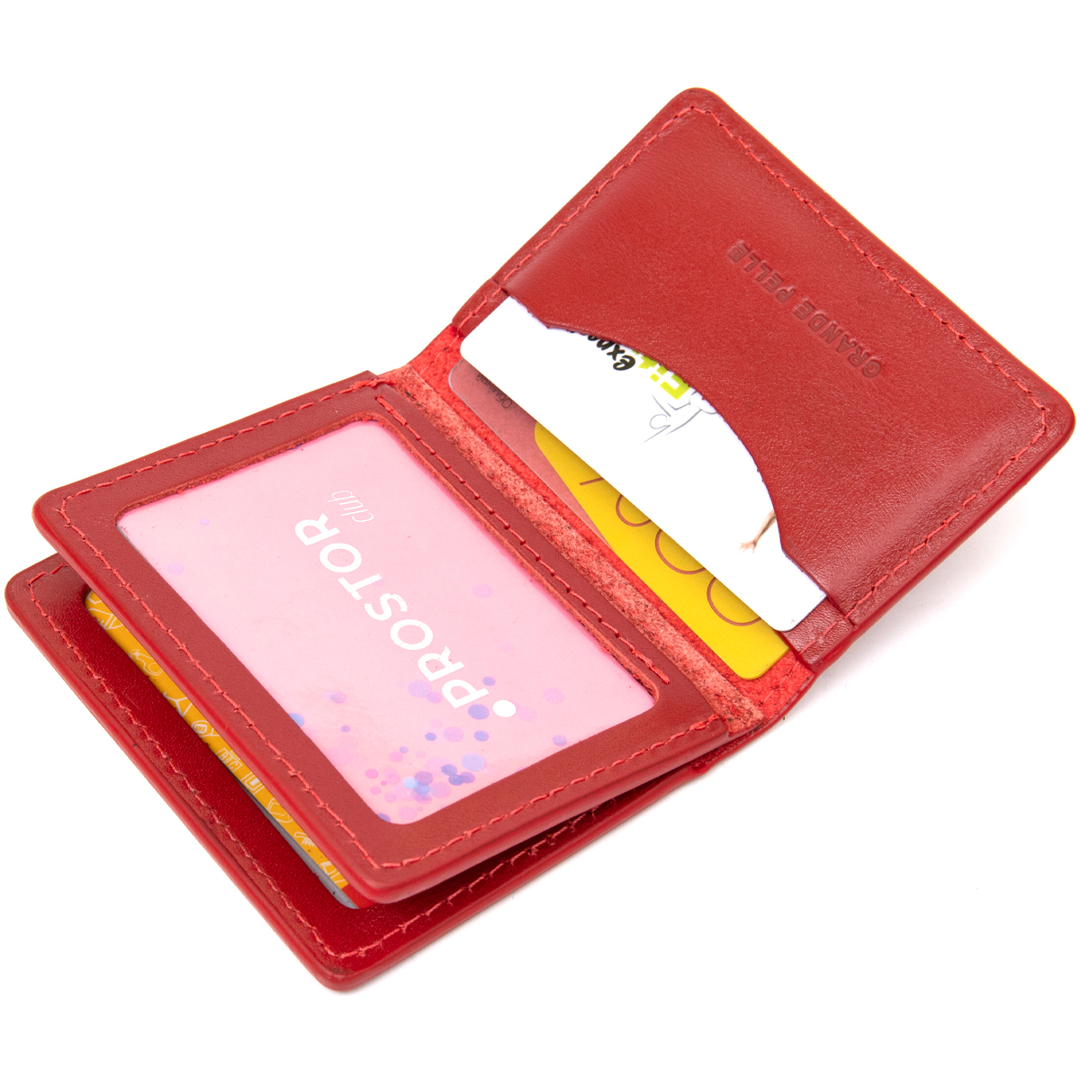 Шкіряна обкладинка для автодокументів GRANDE PELLE Червоний