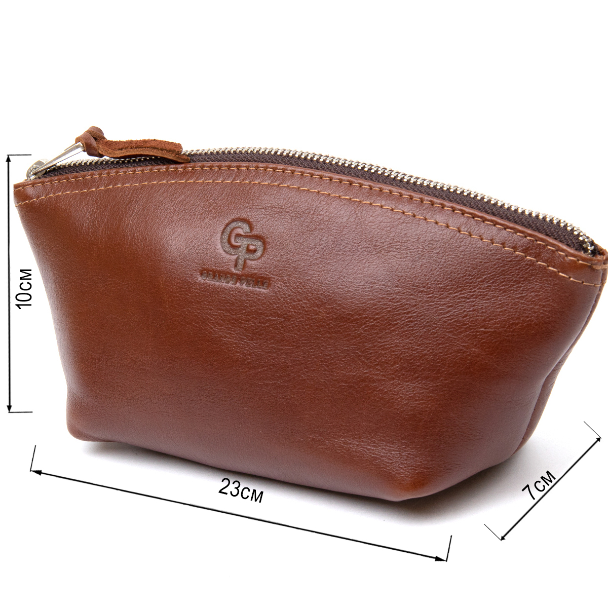 Жіноча косметичка з натуральної шкіри GRANDE PELLE Коричневий