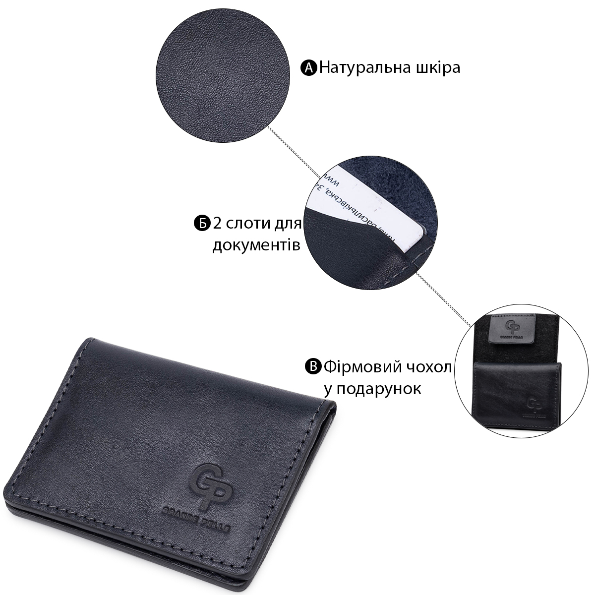 Кожаная обложка для прав GRANDE PELLE Синий