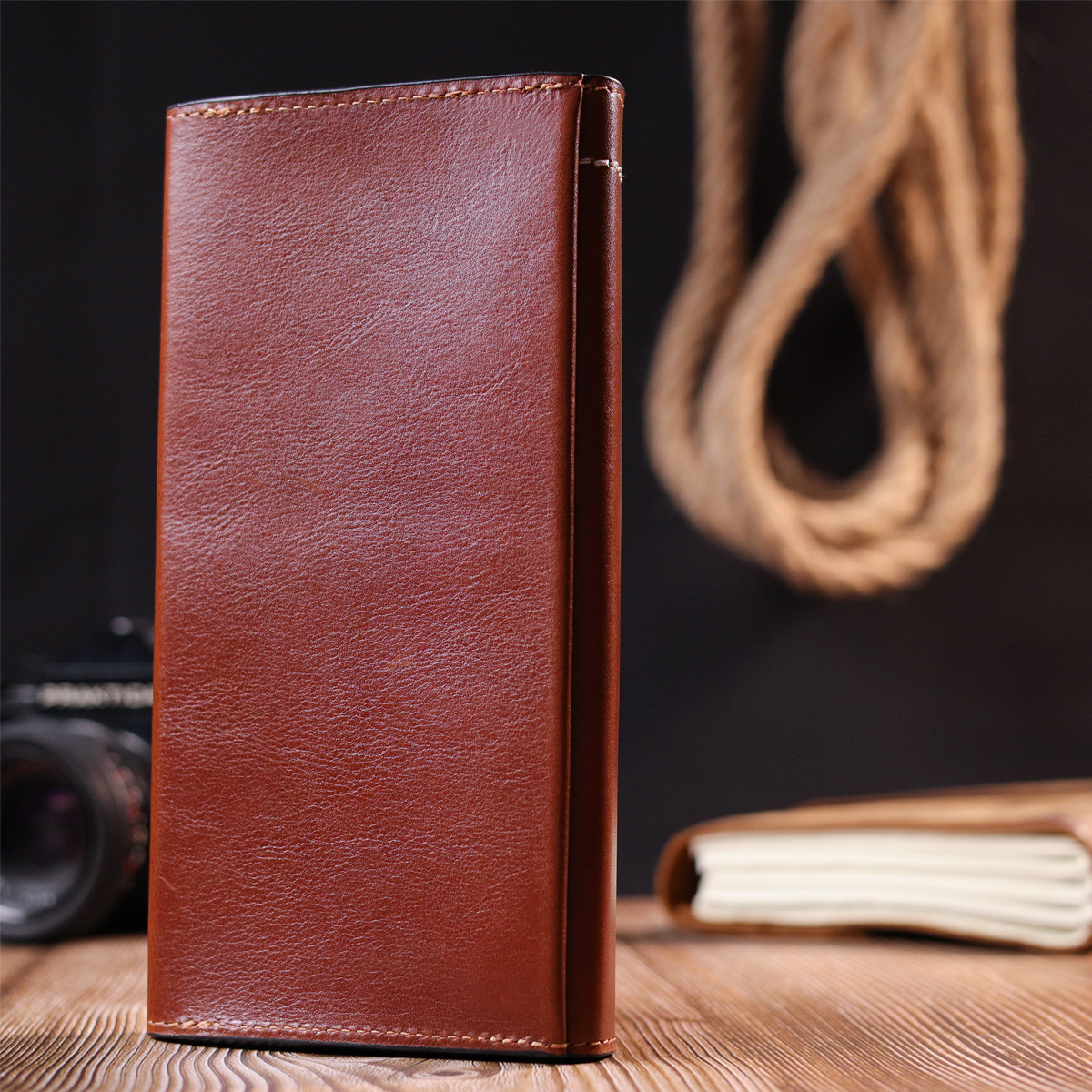 Барсетка із гладкої шкіри Grande Pelle Коричневий