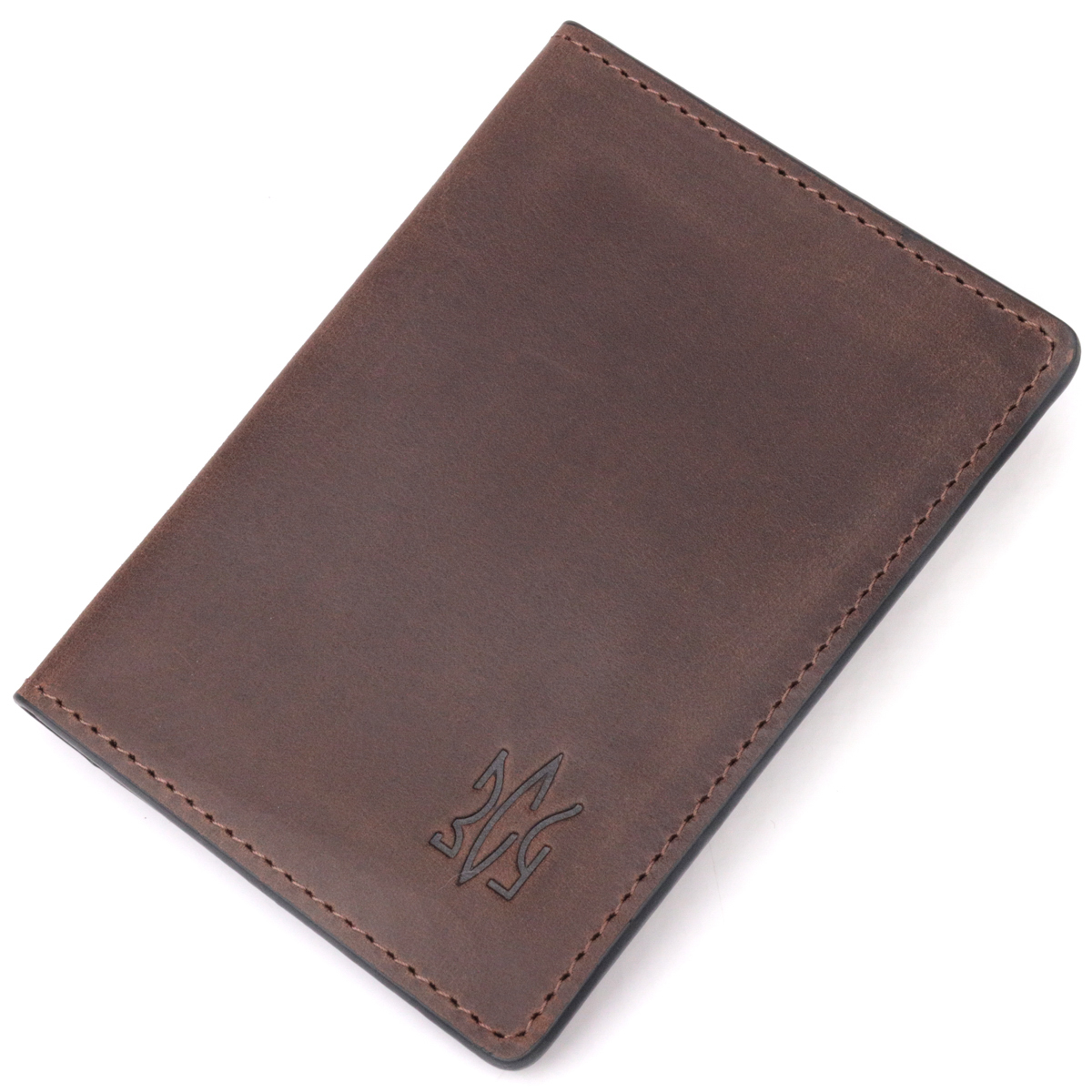 Надійна обкладинка з вінтажної шкіри на військовий квиток Тризуб ЗСУ GRANDE PELLE Коричнева