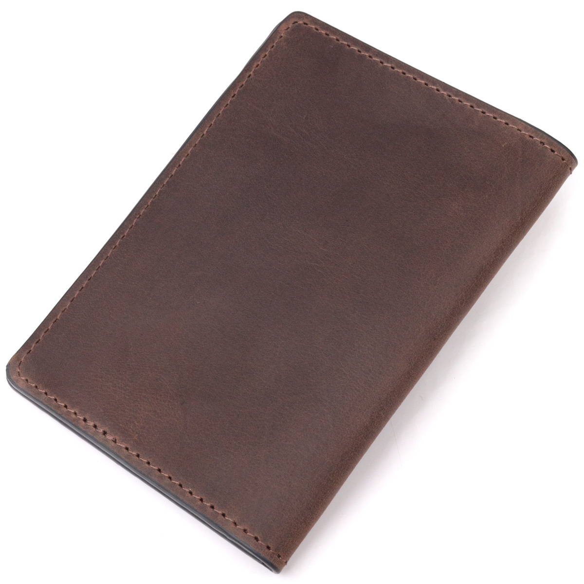 Надійна обкладинка з вінтажної шкіри на військовий квиток Тризуб ЗСУ GRANDE PELLE Коричнева