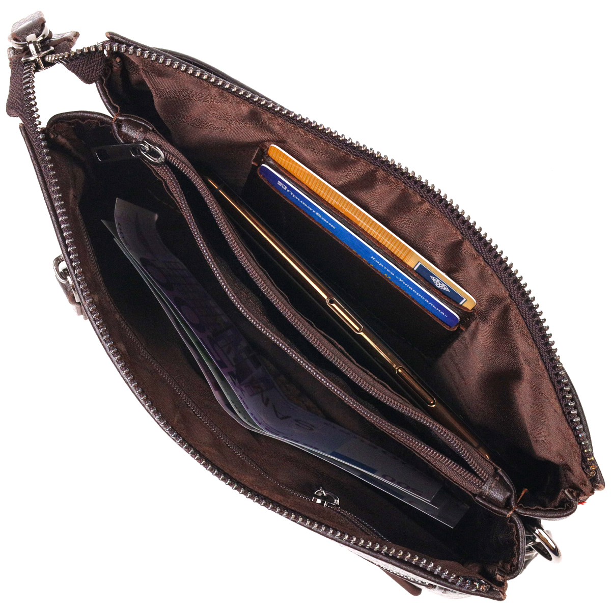 Красивий клатч для чоловіків з натуральної зернистої шкіри CANPELLINI Коричневий