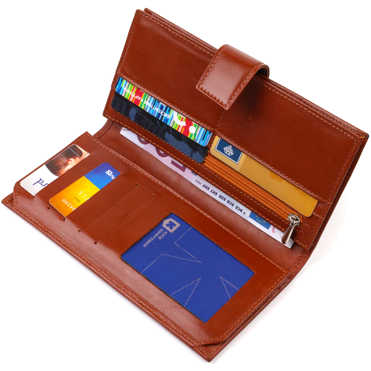 Практичне вертикальне чоловіче портмоне з натуральної гладкої шкіри CANPELLINI Коричневе