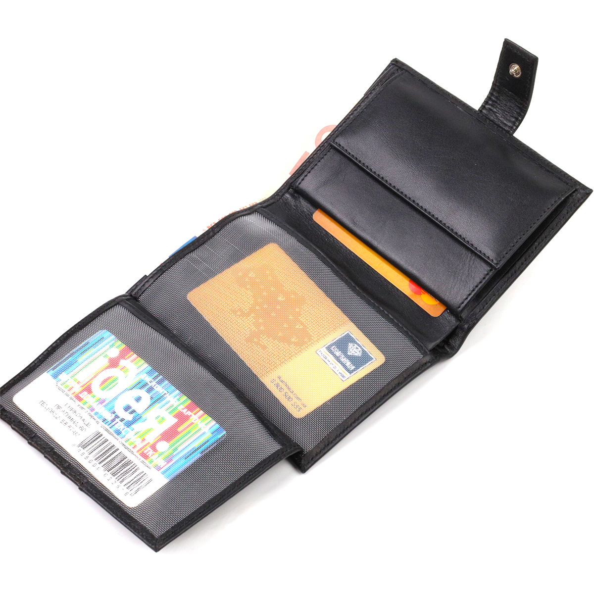 Класичний вертикальний чоловічий портмоне середнього розміру з натуральної гладкої шкіри CANPELLINI Чорний