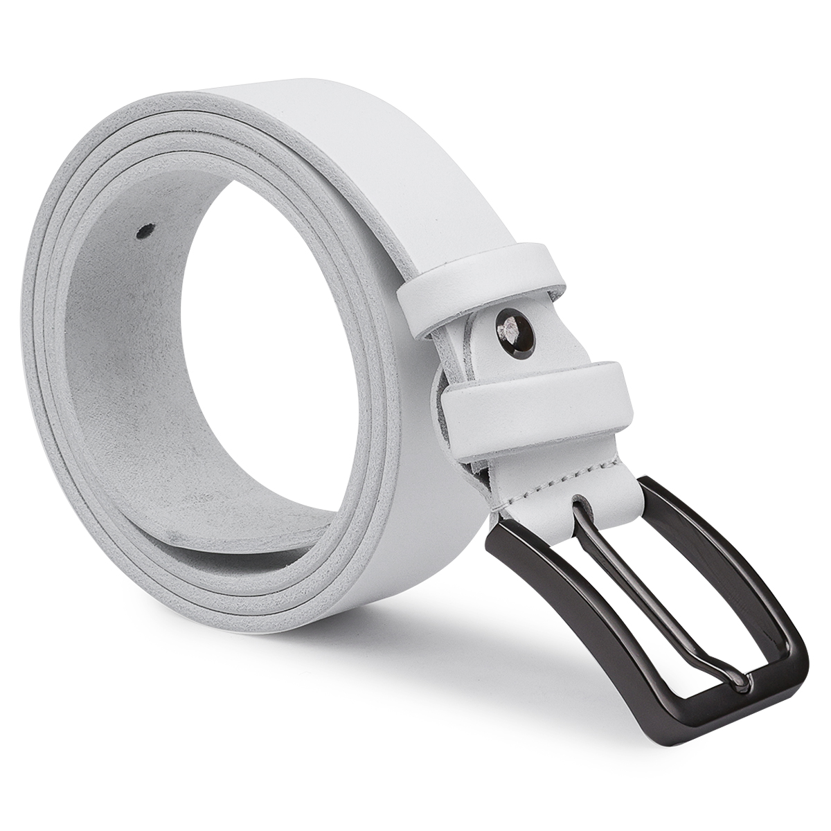 Гладкий строгий ремінь унісекс Vintage Білий