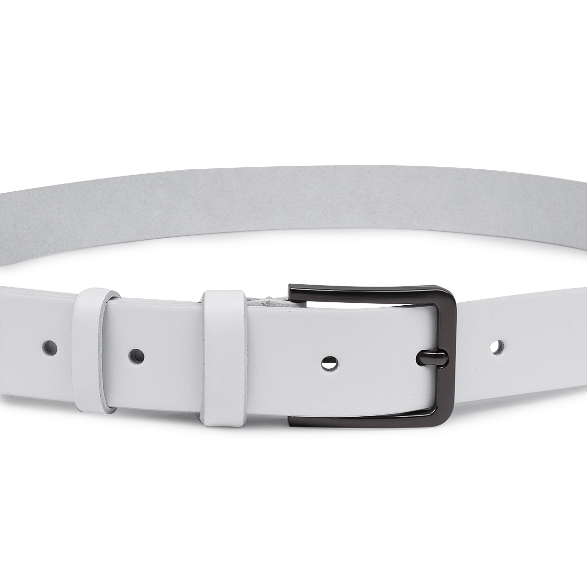 Гладкий строгий ремінь унісекс Vintage Білий