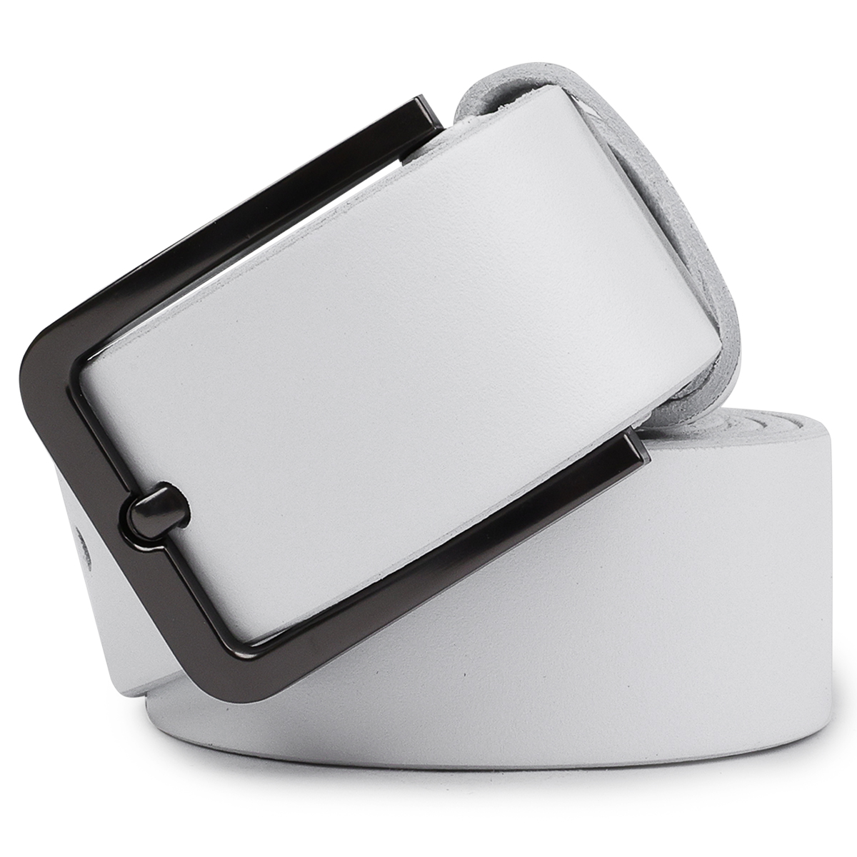 Гладкий строгий ремінь унісекс Vintage Білий