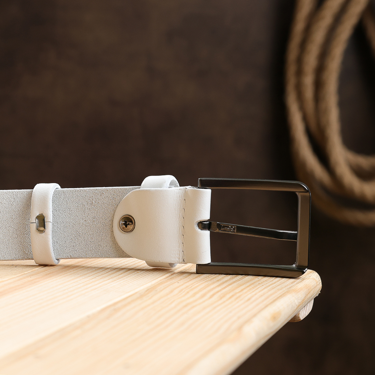 Гладкий строгий ремінь унісекс Vintage Білий