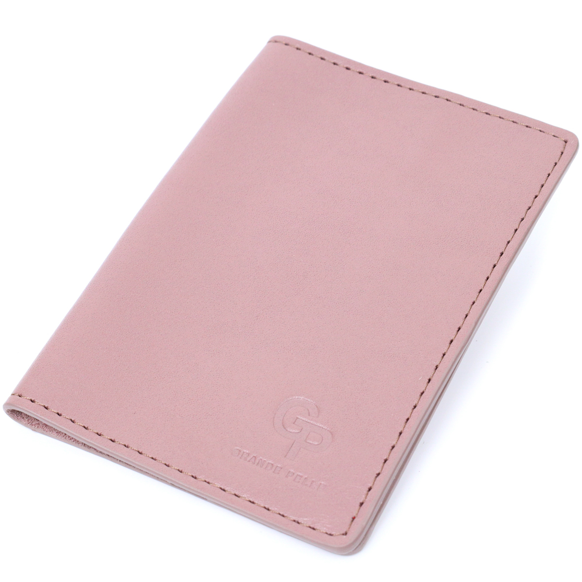 Красивая кожаная обложка на паспорт GRANDE PELLE Пудровый