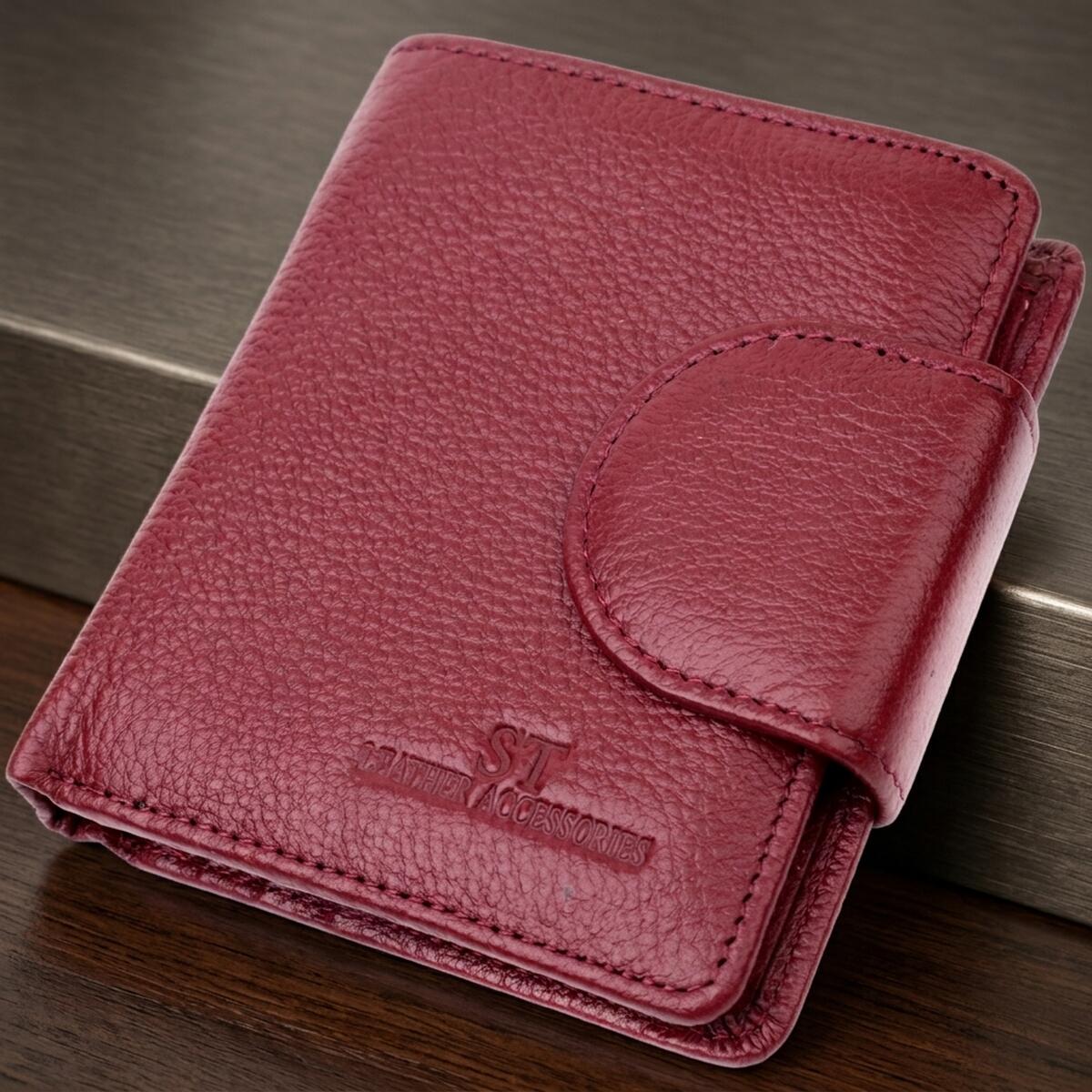 Жіночий гаманець вертикального типу із натуральної шкіри ST Leather Бордовий