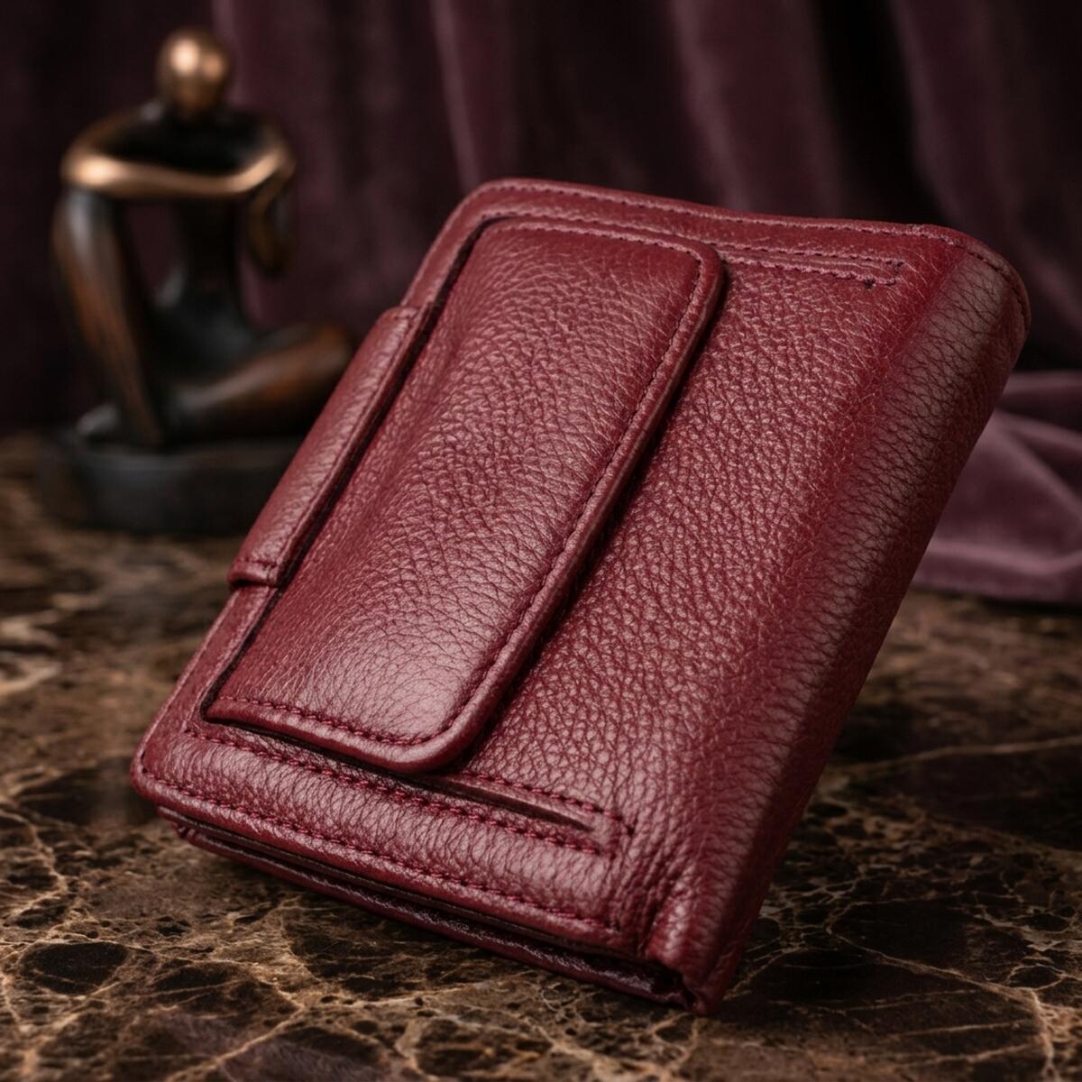 Жіночий гаманець вертикального типу із натуральної шкіри ST Leather Бордовий