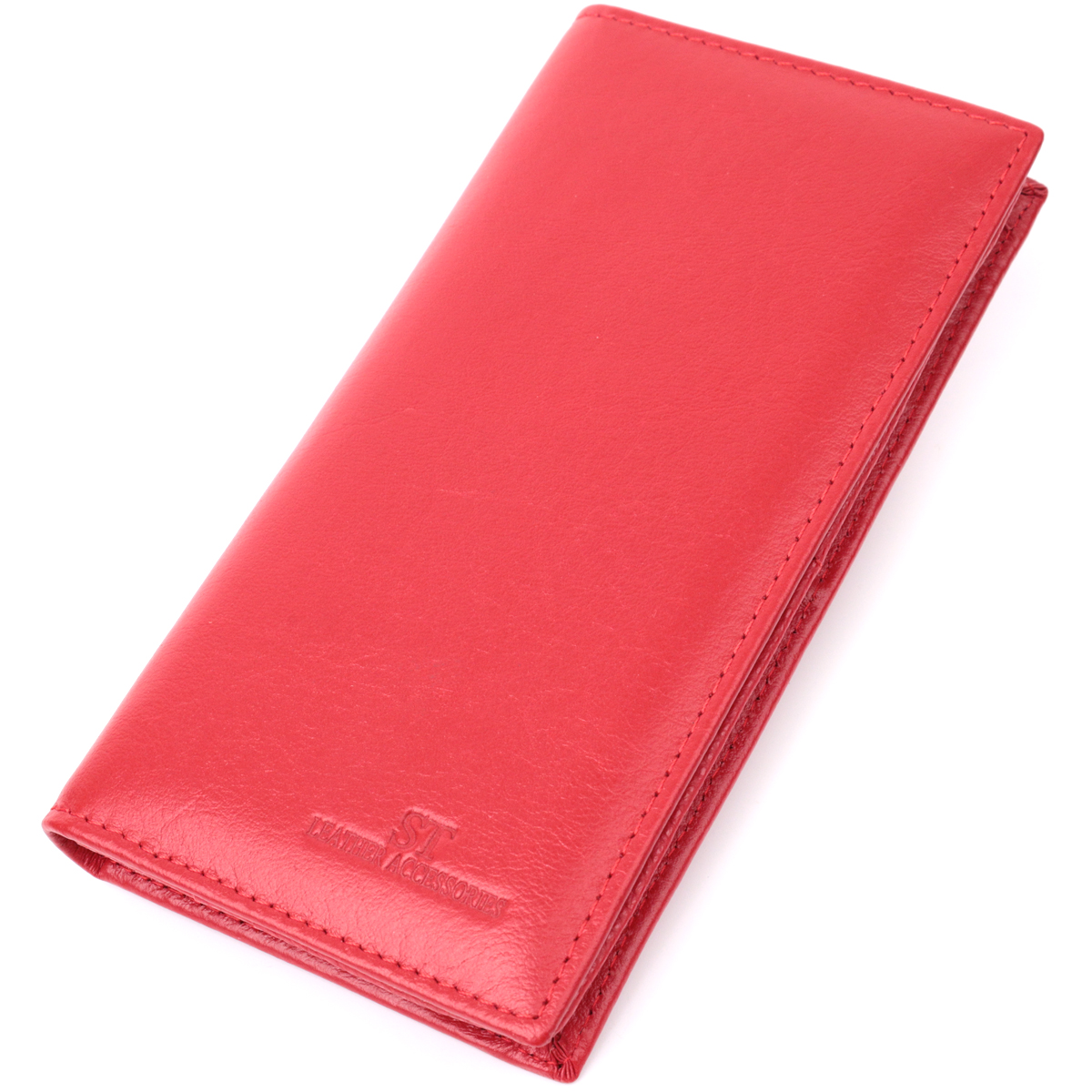 Вертикальный женский кошелек на магнитах из натуральной кожи ST Leather Красный