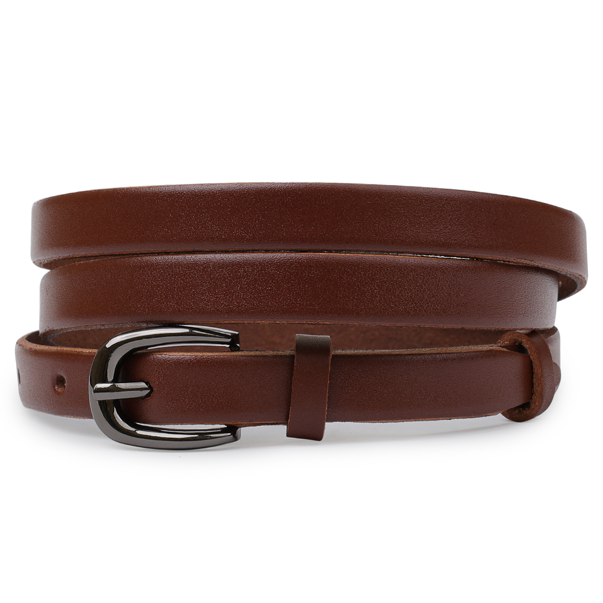 Гладкий шкіряний жіночий ремінь Vintage Коричневий